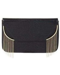 BCBGMAXAZRIA - Black Snake Embossed Chain Fringe Clutch - Lyst