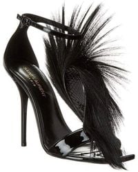 Saint Laurent - Pierre Patent Fur Sandal - Lyst