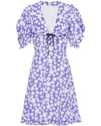 Miu Miu - Marocain Floral Print Silk Dress - Lyst