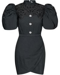Alessandra Rich - Taffeta Mini Dress With Lace - Lyst