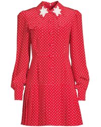 Alessandra Rich - Polka Dot Print Silk Shirt Dress - Lyst