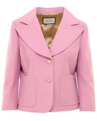 Gucci - Pink Silk And Wool Blazer Jacket - Lyst