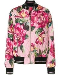 Dolce & Gabbana - Rose Print Bomber Jacket - Lyst