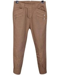 Balmain - Brown Slim-fit Cropped Cotton Trousers - Lyst