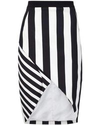 Mugler - Striped Stretch Crepe Skirt - Lyst