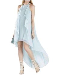 BCBGMAXAZRIA - Kelsia Aqua Mist Cascade Ruffle Halter Dress - Lyst