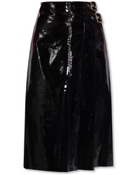 Gucci - High Waisted Black Vinyl Midi Skirt - Lyst