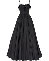 Giambattista Valli - Ruched Ruffled Black Cotton Gown - Lyst