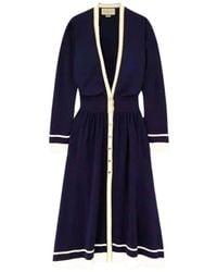 Gucci - Button Embellished Striped Wool Midi Dress - Lyst