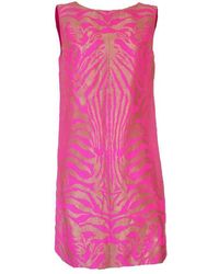 Manish Arora Pink & Gold Tiger Print Open Back Dress