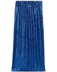 Gucci - Shiny Blue Crinkled Lurex Midi Skirt - Lyst