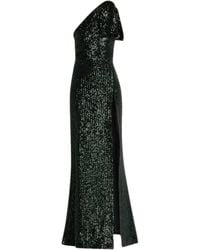 Elie Saab - Green Sequinned Velvet One-shoulder Dress - Lyst