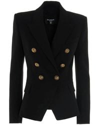 Balmain - Black Classic Double-breasted Wool Blazer - Lyst