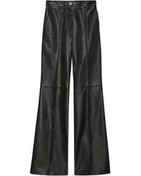 Gucci - Black Plonge Leather Flare Trousers - Lyst