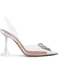 amina muaddi white pump