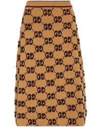 Gucci - GG Logo Jacquard Wool Bouclé Midi Skirt - Lyst