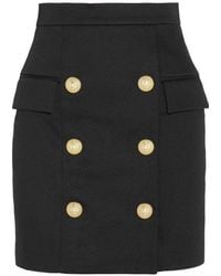 Balmain - Buttoned Mini Skirt - Lyst