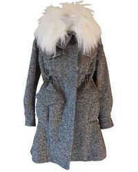 Sacai Luck Black & White Safari Patch Pocket Oversized Wool Coat