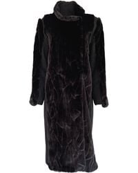 Cult Moda - Black Faux Fur Details Long Trench Coat - Lyst