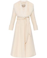 Gucci - Cosmogonie Belted Faux Fur-trimmed Wool-blend Coat - Lyst