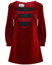 Gucci - Stretch Cotton-velvet Mini Dress - Lyst