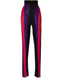 Balmain - High Waist Ribbed Striped Pants - Lyst