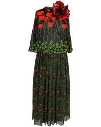 Gucci - Poppy Field Fil Coupé Silk Cape Dress - Lyst