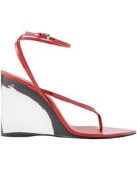 Alaïa - Tong 90 Patent Leather Wedge Sandals - Lyst