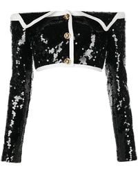 Giambattista Valli - Sequin-embellished Cropped Jacket - Lyst