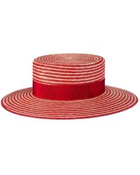 Gucci - Alvy Striped Raffia Wide Brim Hat - Lyst