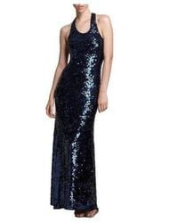 BCBGMAXAZRIA - Allure Blue Sequined Maxi Dress - Lyst