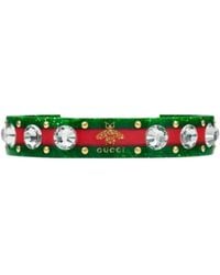 Gucci - Vintage Web Cuff Bracelet With Crystals - Lyst