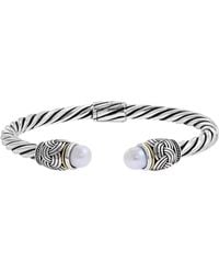 Effy - Sterling Silver And Freshwater Pearl Bangle Bracelet - Lyst