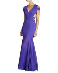 BCBGMAXAZRIA - Ava Cutout Persian Blue Satin Chiffon Gown - Lyst