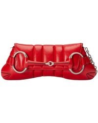 Gucci - Red Horsebit Chain Medium Shoulder Bag - Lyst