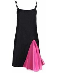 Christopher Kane - Black Strappy Dress With Neon Pink Godets - Lyst