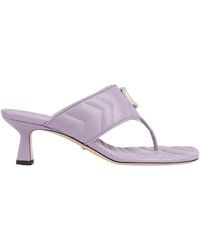 Gucci - Double-g Thong Marmont Purple Leather Sandals - Lyst
