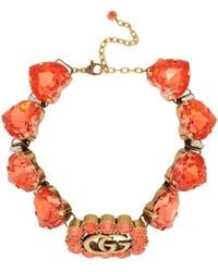 Gucci - GG And Heart Crystal-embellished Choker - Lyst
