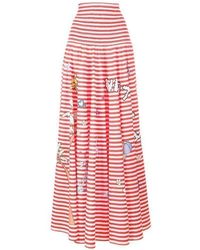 Mira Mikati - Red White Stripe Cotton Skirt Dress - Lyst