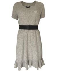 BCBGMAXAZRIA - Grey Ruffle Cashmere Blend Dress - Lyst