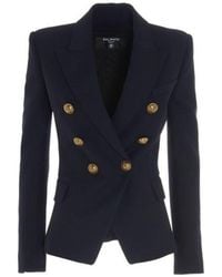 Balmain - Double Breasted Black Blazer Jacket - Lyst
