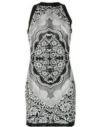 Balmain - Black & White Jacquard Lace Print Mini Dress - Lyst
