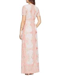 BCBGMAXAZRIA Floral Lace Ruffle Hem Shift Dress in Black | Lyst