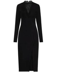 BCBGMAXAZRIA - Black Lace-trim Midi Dress - Lyst
