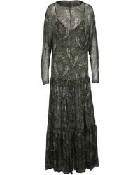 Saint Laurent - Paisley Silk Crépon Ruffle Maxi Dress - Lyst