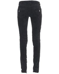 Balmain - Low Rise Velvet Biker Jeans - Lyst