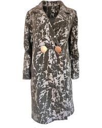 Cult Moda - Silver Print Wool Blend Trench Coat - Lyst