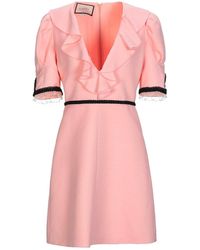 Gucci - Archival Pink Silk Wool Ruffle Mini Dress - Lyst