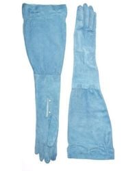 Gucci - Blue Suede Gloves With Giglio - Lyst