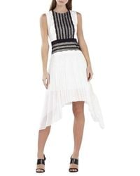 BCBGMAXAZRIA - Sleeveless Pleated-skirt Lace-trim Dress - Lyst